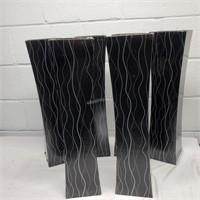 6 Vases, black with silvery gray wave  - S