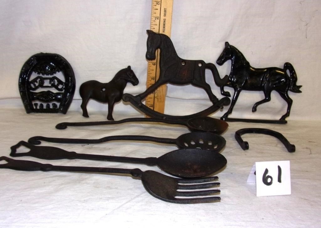 metal utensils, horse decor