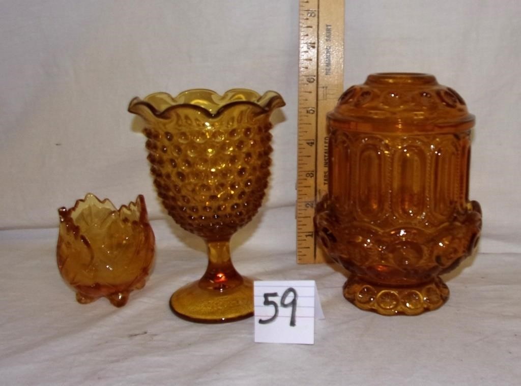 3 pcs. amber glass (fairy lamp, etc)