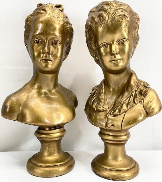 2 Ceramic Children's Bust Statues