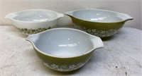 Vintage green and white Pyrex