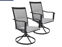 Set of 2Black Steel Frame Swivel Dining Chair