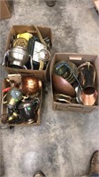 3 boxes of misc brass and silver