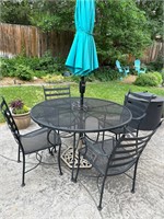 Patio table 4 chairs umbrella