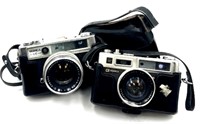 (2) Yashica 1C & Electro Cameras with Leather Case