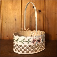 Painted Floral Metal Basket