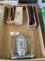 VINTAGE SHOE BRUSHES AND RAZOR STRAP