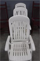 3 White Plastic Reclining Chairs