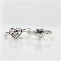 $200 Silver CZ Set Of 2 Rings