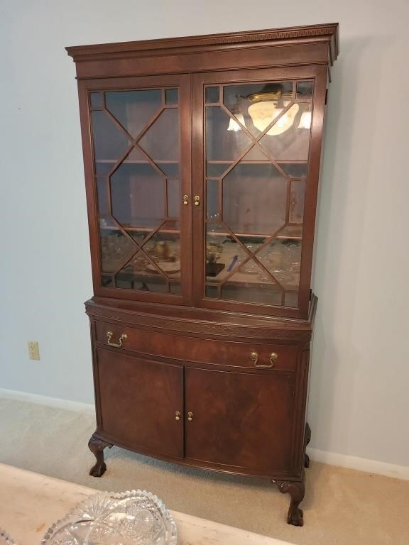 Antique China Hutch with Claw Feet