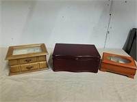 3 wood jewelry boxes