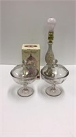 Lamp (no shade) Pair of Candy Dishes with lids