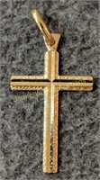 18k Gold Cross Pendant 1.6 Dwt Stamped 750