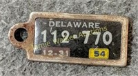 Vintage Delaware Keychain Tag License Plate