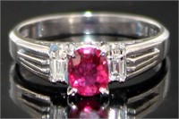 Platinum Natural Ruby & Diamond Ring