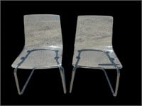 2 MODERN DESIGN CLEAR AND CHROME CHAIRS