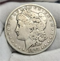 1892 Morgan Silver Dollar F12 Better Date