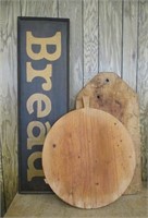 Large Bread Sign & Primitive Cutting Boards