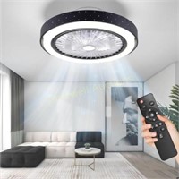 POWROL Ceiling Fan w/ Lights  19' Black