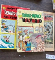 Vintage Dennis the Menace comics, and Batman