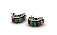 ‘925’ Marked Earrings with Multi-Colored Stones