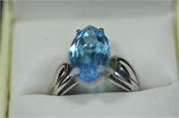 6ct Blue topaz Marque ring