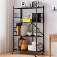 MOLYHOM Folding Storage Shelves, 4-Tier Metal Coll