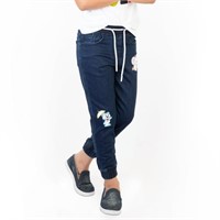 C592 Knit N Knot Navy Elastic Waist Denim Jogger