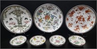 7 Vtg Hong Kong Chinese Cladded Porcelain Bowls