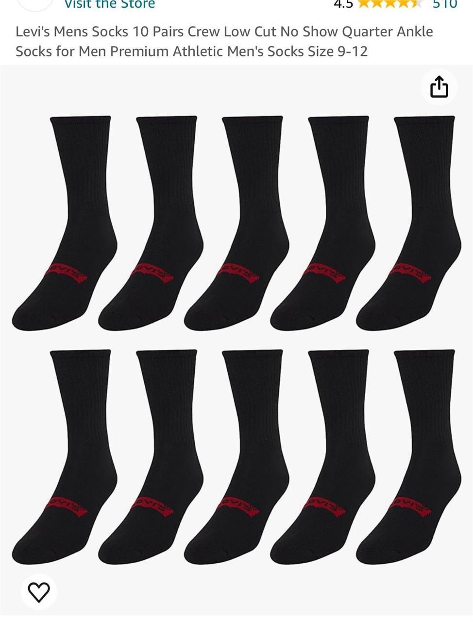 Levi's Mens Socks 10 Pairs
