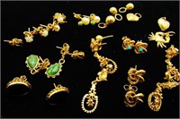 Grouping of 14K Gold Earrings & Charms 21.9 Gr TW