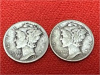 1941-D & 1942-S Mercury Silver Dimes