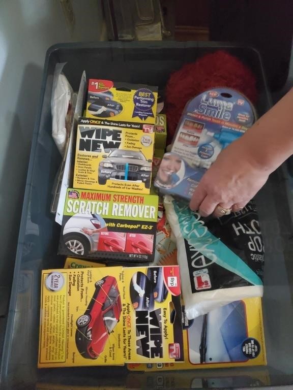 Black Platic Tote of Various Car Items