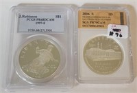 Two (2) modern Silver $1 Commemoratives