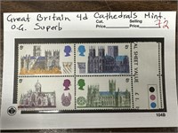 GREAT BRITAIN STAMP BLOCK CATHEDRALS MINT OG
