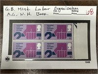GREAT BRITAIN LABOUR ORG OG NH STAMP BLOCK