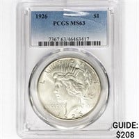 1926 Silver Peace Dollar PCGS MS63