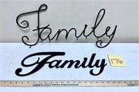 Qty 2 Metal "Family" Wall Decor Pieces