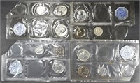 1955,58,60,64 US PROOF SETS MISSING CENT & HALF