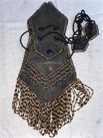 Vintage Leather and Beaded Purse