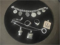 Sterling Silver Charm Bracelet, Pendants, More