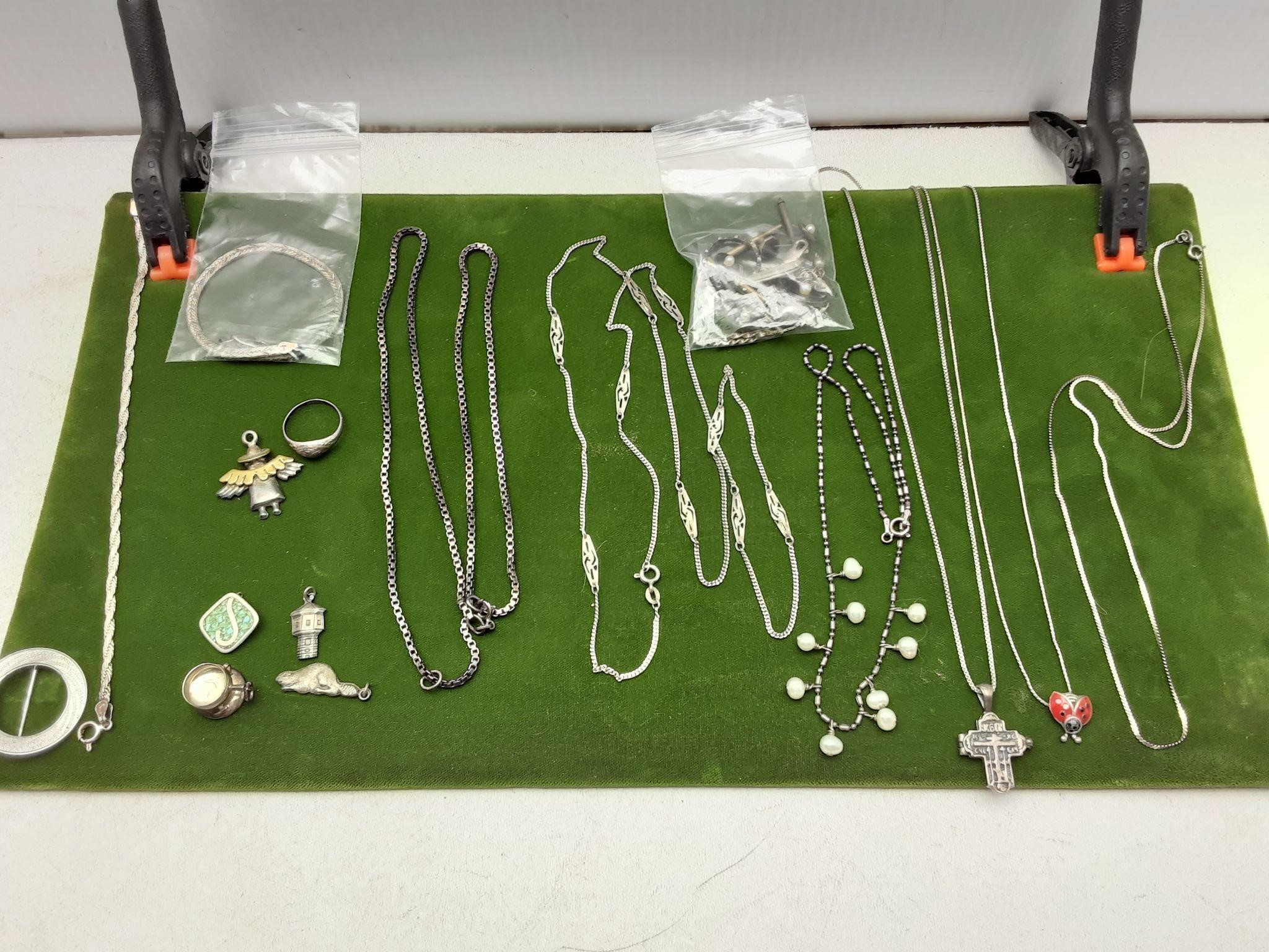 STERLING SILVER JEWELRY LOT 77 GRAMS