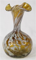 Art Glass Ruffled Vase