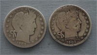 1902 and 1902-S Barber Silver Half Dollar
