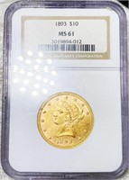 1893 $10 Gold Eagle NGC - MS61