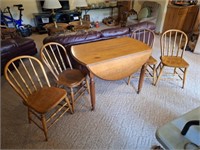 Drop Leaf Table, 4 Bentwood Chairs