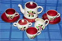 Stangl Cranberry Pattern Tea Set, Cups, Saucers