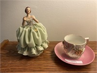 German Figurine + Cup & Saucer