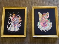 Pr Framed Needlepoint Pictures (12.5x16in.)