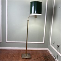 Vintage Brass Floor Lamp with Green Shade